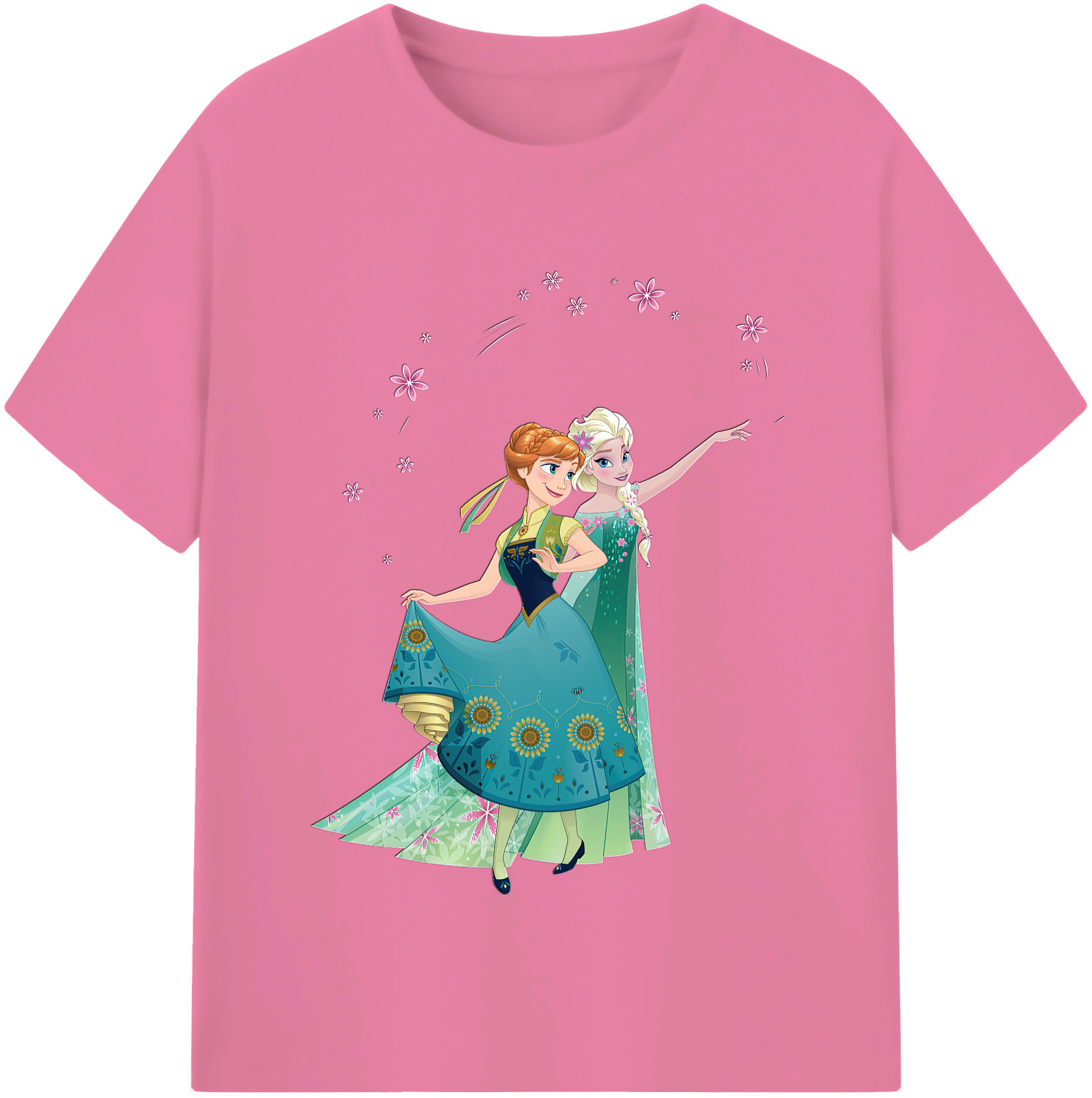 （画像用） アナと雪の女王 アンナ エルサ Frozen Anna Elsa 綿100％半袖Tシャツ（フロントプリント）